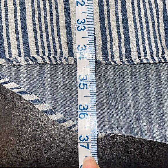 Velvet Heart Women's Front Tie Waist Dress Collared Striped Mini Blue Medium - Picture 10 of 10